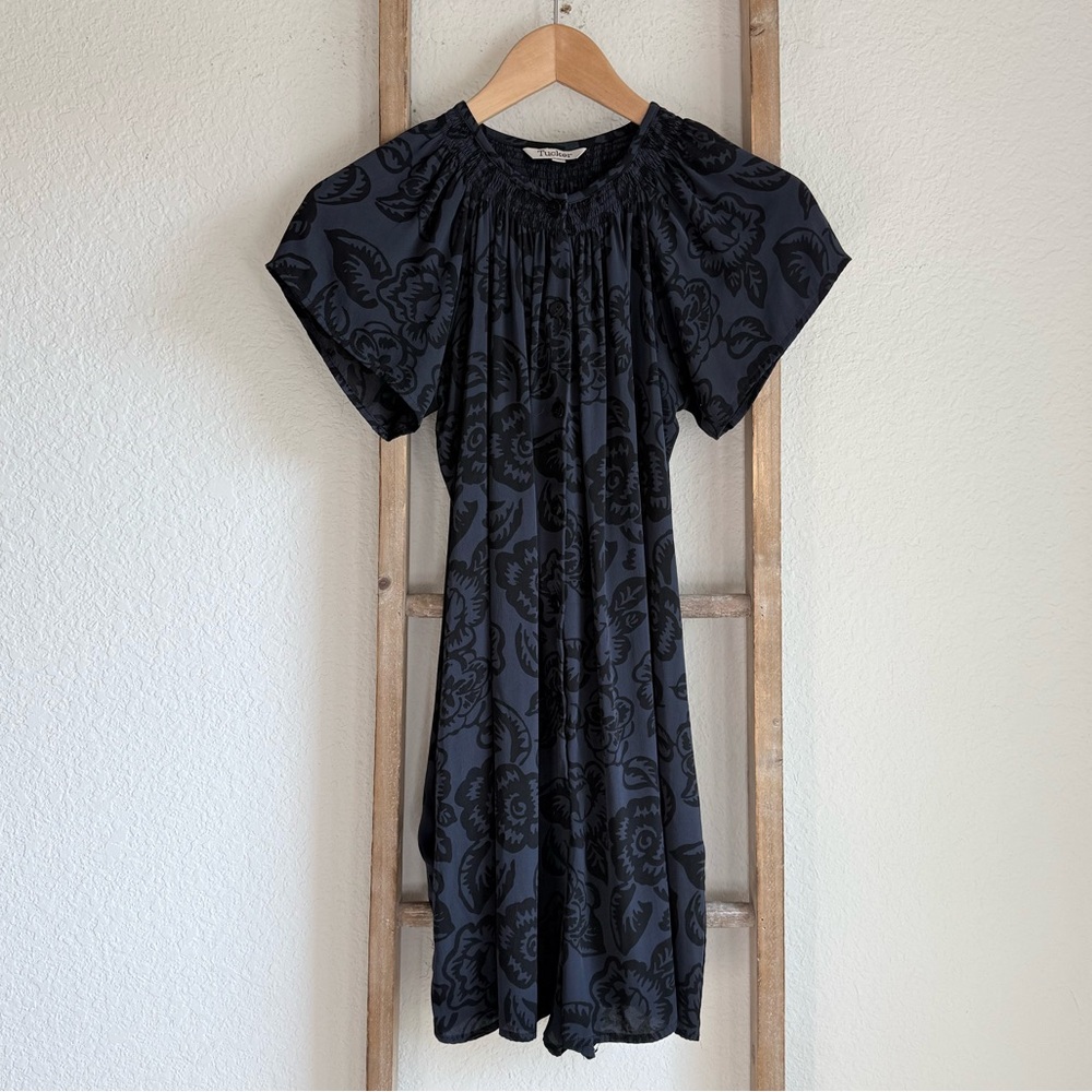 Tucker Navy & Black Floral Print Silk Romper sz: XS